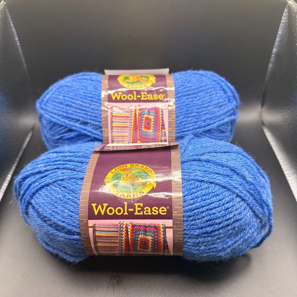 Lion Brand Wool-Ease Yarn Blue Heather Lot of 2 Wool Acrylic